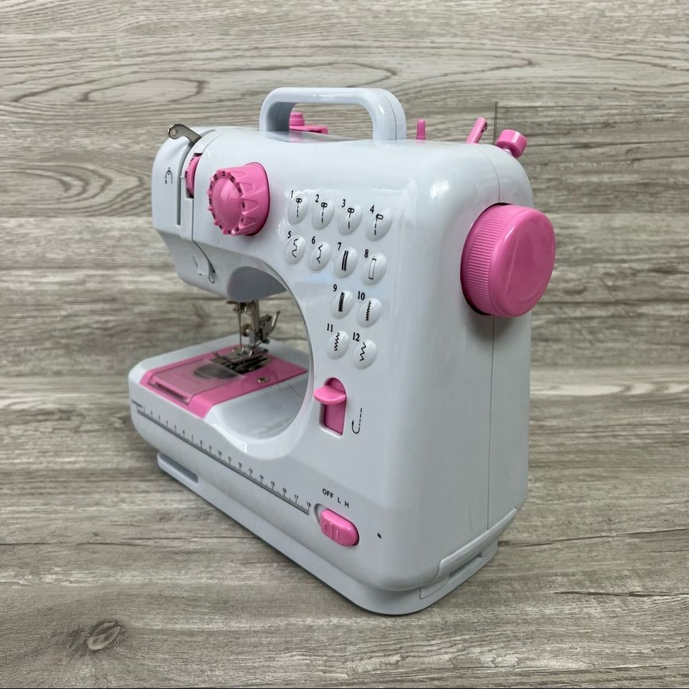 Two Switch Control Electric Sewing Machine 12 Stitches Household Tailor Pink - Picture 2 of 5